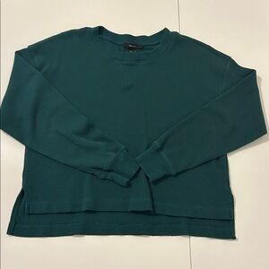 Forever 21 Emerald Green Long-sleeve Waffle Crop Top medium